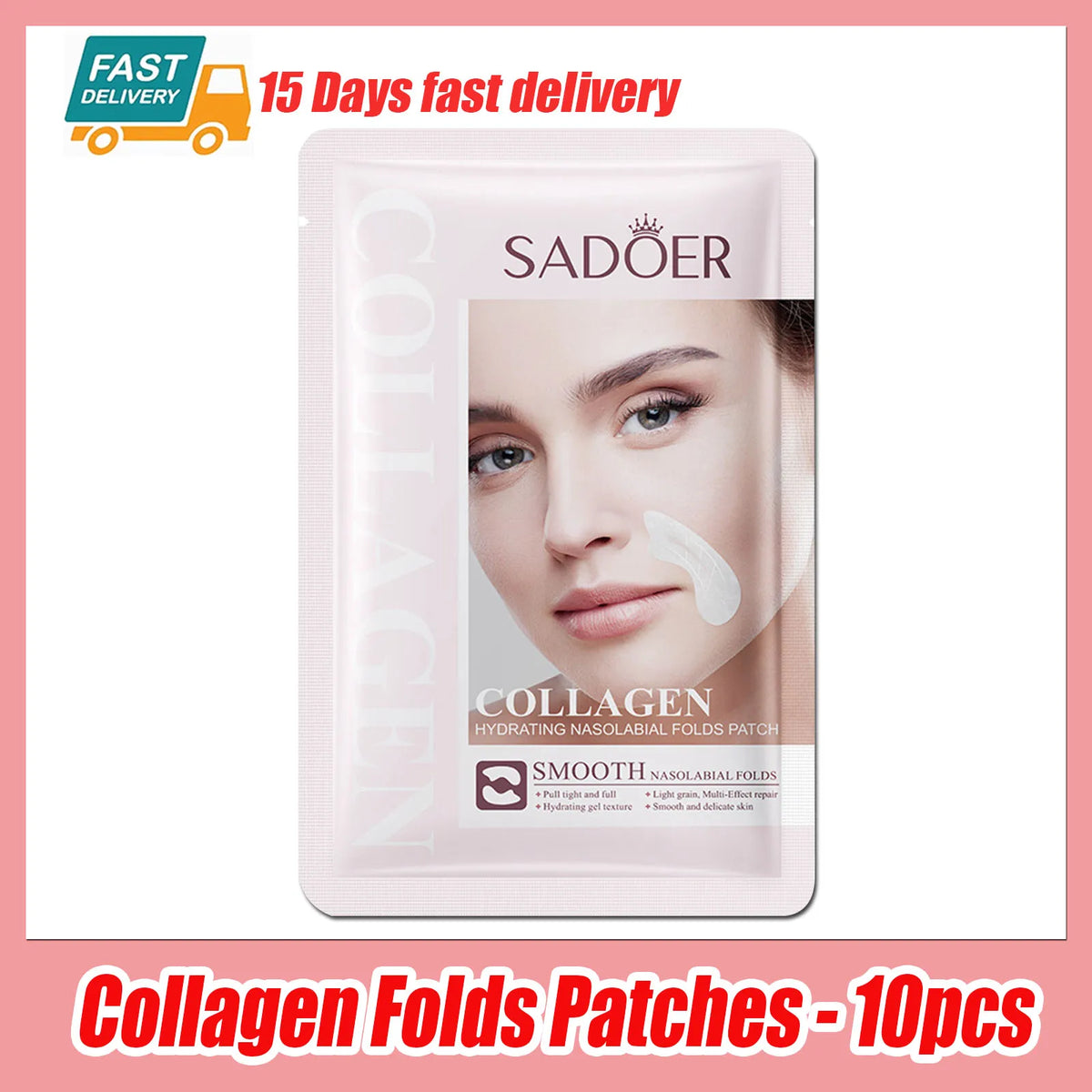 SADOER Hyaluronic Acid Collagen Face Mask 10pcs – Hydrating Patches Facial Sheet Mask Qst Cheek-10pcs