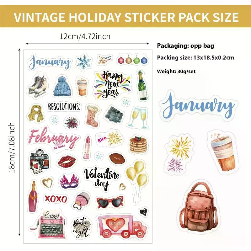 Cartoon Festive Planning Stickers – Daily Notes & Journal Labels Planning Stickers Qme