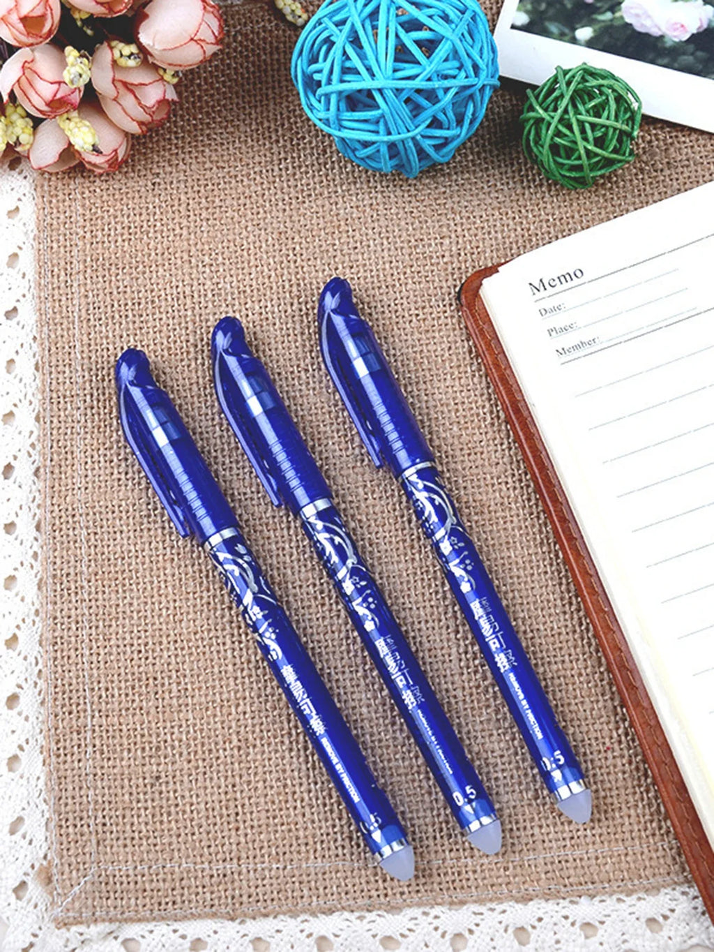 Blue Needle-Tip Erasable Gel Pens – Kawaii School Stationery Erasable Gel Pens Qme