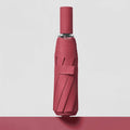 24-Bone Auto Folding Umbrella – SPF 50 UV & Wind Resistant Folding Umbrella Qst Iron 8K Red