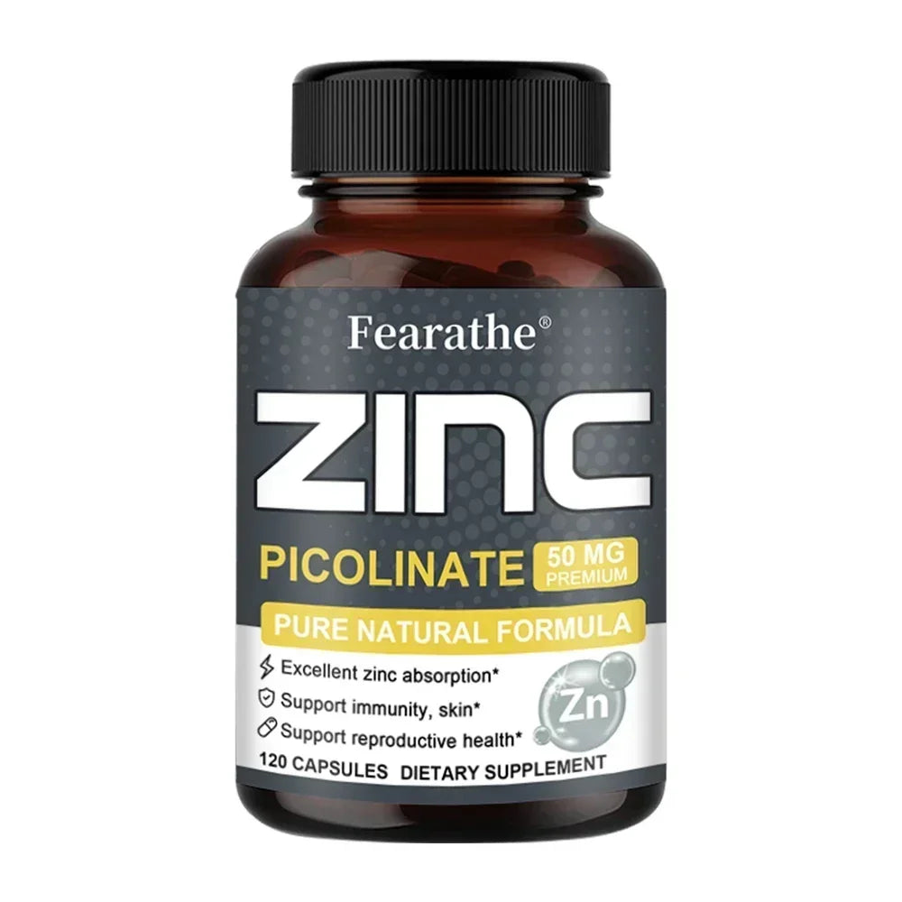 Zinc Picolinate 50mg Capsules – Immune, Skin, Hair & Nail Support Zinc Supplement Qst 120 count-1 bottle