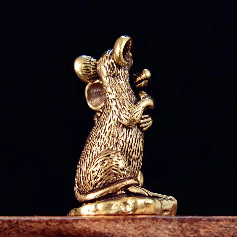 Antique Copper Rat Miniature Statue Desktop Figurine Ornament Miniature Figurine Qme