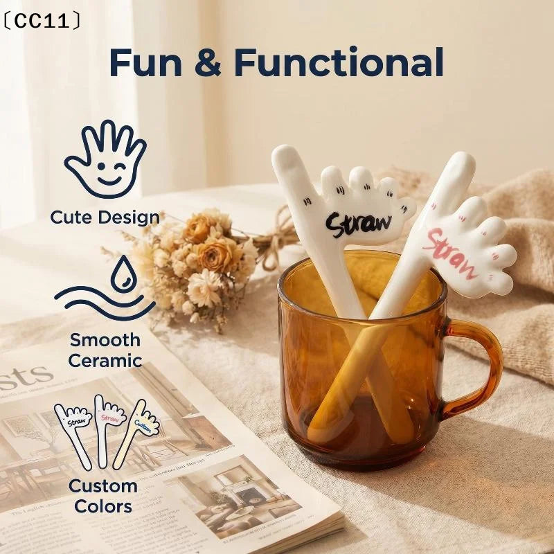 Ceramic Foot-Shaped Reusable Drinking Straw – Funny Cute Gift Novelty Drinking Straw Qme