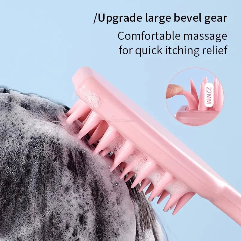 Silicone Scalp Massage Shampoo Brush with Long Handle Scalp Massage Brush Qme