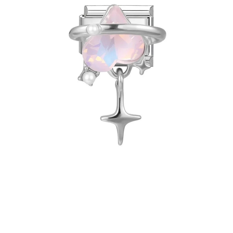 Zircon Italian Charm Links – Heart Bow Butterfly Star 9mm Italian Charm Links Qme S 37