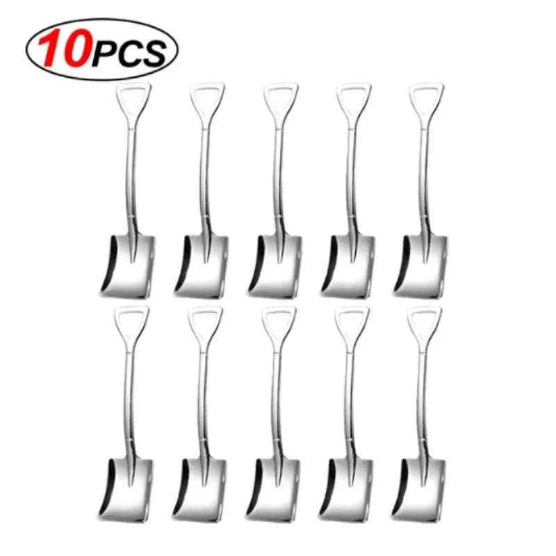 Stainless Steel Shovel Spoon – Coffee, Tea & Dessert Cutlery Dessert Spoon Qme B-10PCS
