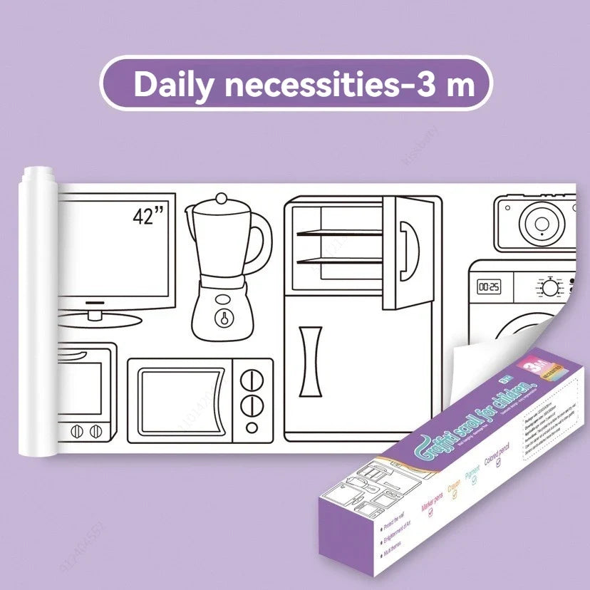 Kids 3M Doodle Drawing Roll – DIY Coloring Paper Scroll Kids Coloring Paper Roll Qme Daily necessities
