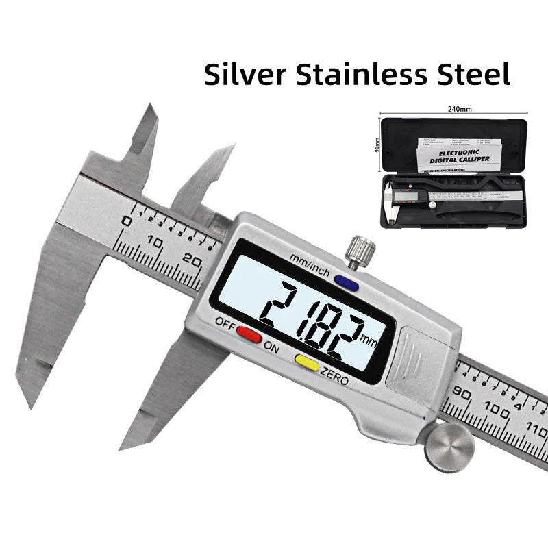 Digital Caliper 6" 150mm Stainless Steel Vernier Measuring Tool Digital Caliper Qst silver Steel