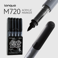 5-Pack Gloss Liquid Acrylic Permanent Markers | Black White Gold Silver Acrylic Paint Markers Qme 1 box black