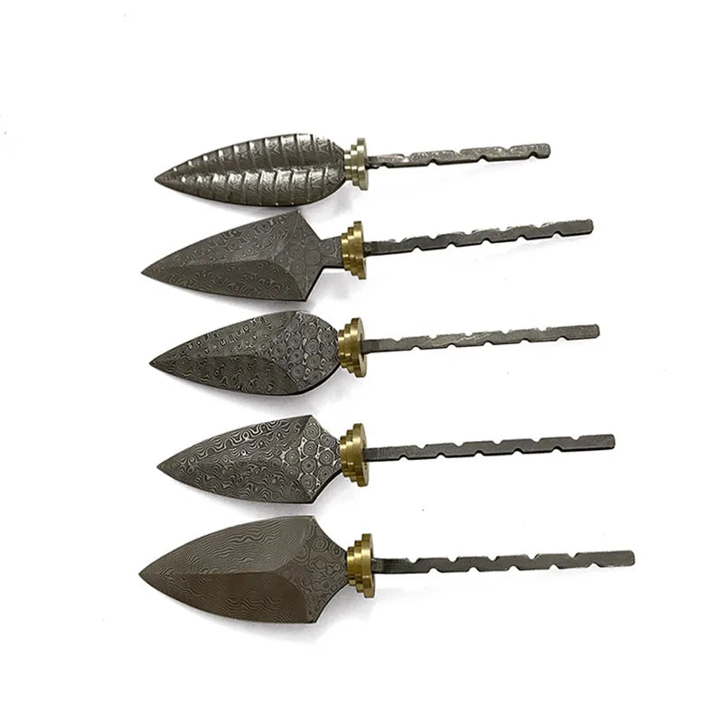 Damascus Steel DIY Tea Knife Blank – Rosette Pattern Handmade Knife Blank Qst