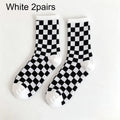Black White Checkerboard Crew Socks – 2 Pairs, Unisex Novelty Crew Socks Qme One Size White 2 Pairs