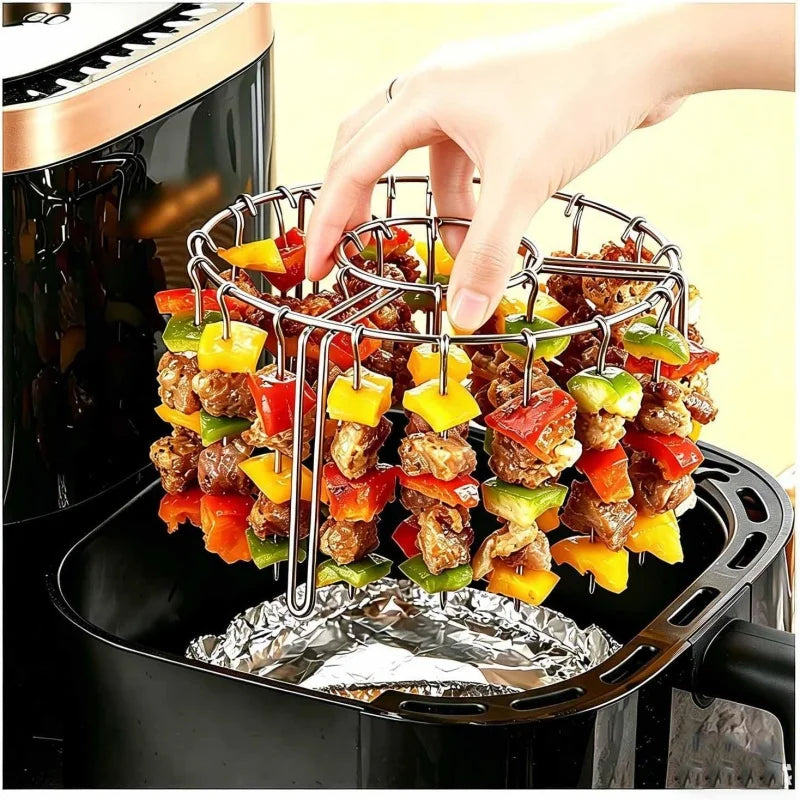Stainless Steel Vertical Grill Rack & Detachable BBQ Skewer BBQ Skewer Rack Qme
