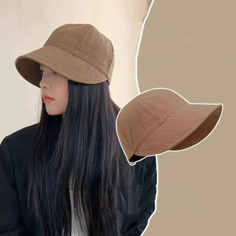 Women's Solid Bucket Hat – Wide Brim Sun Hat for Outdoors Women's Bucket Hat Qst brown