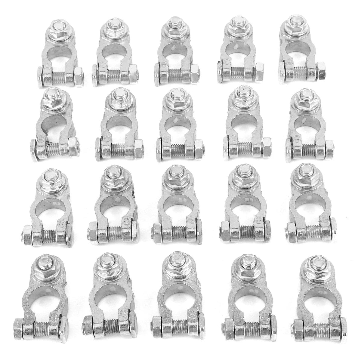 12V Aluminium Battery Terminal Connector Clamp Set – 20 Pack Battery Terminal Clamp Qme WHITE