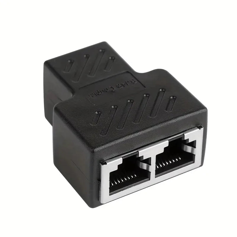 RJ45 8P8C Dual Port Ethernet Splitter Adapter – Black Ethernet Splitter Adapter Qme