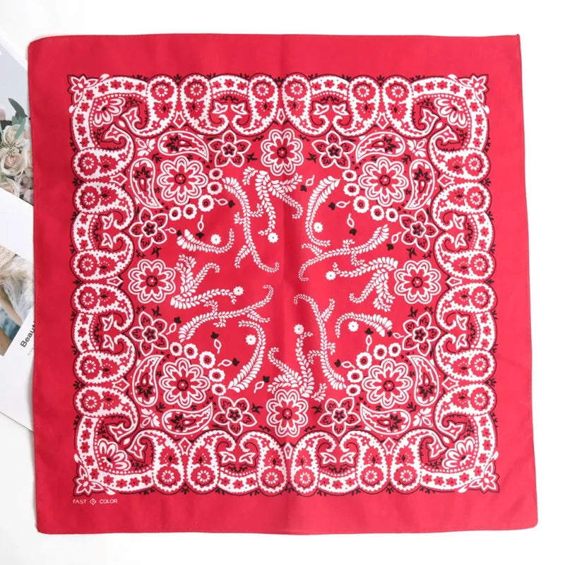 Unisex Hip Hop Bandana Scarf – Punk Square Cotton Headwear Square Bandana Scarf Qme A2 55-55cm