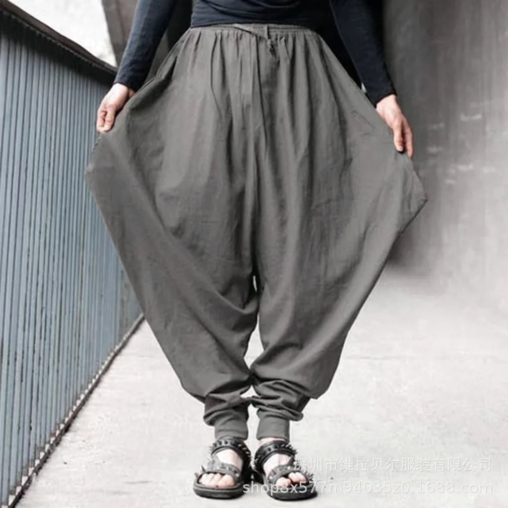 Men's Cotton Drawstring Jogger Harem Pants | Streetwear Jogger Harem Pants Qme grey XXXL