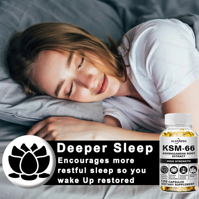 KSM-66 Ashwagandha Capsules – Energy, Focus & Sleep Support Herbal Supplement Qst