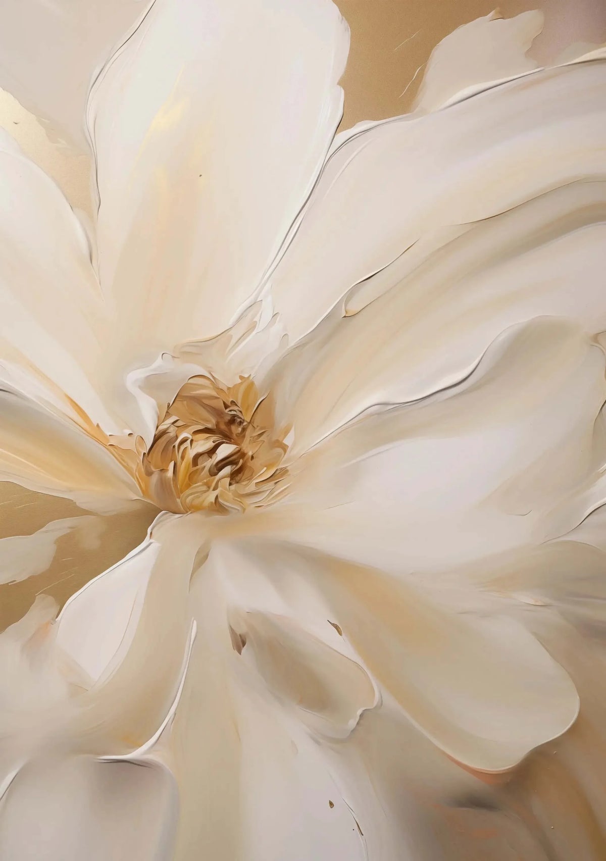 Nordic Abstract White Flower Canvas Wall Art Print | Unframed Canvas Wall Art Qst B 40x50cm Unframed