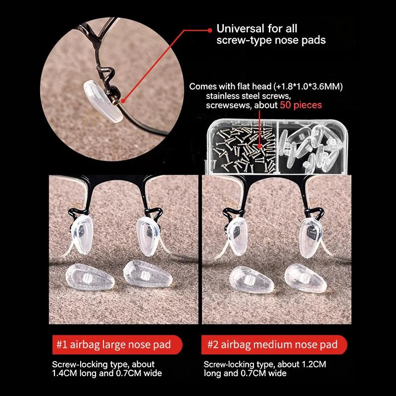 Silicone Air Chamber Eyeglass Nose Pads with Screwdriver Kit Eyeglass Nose Pads Qst