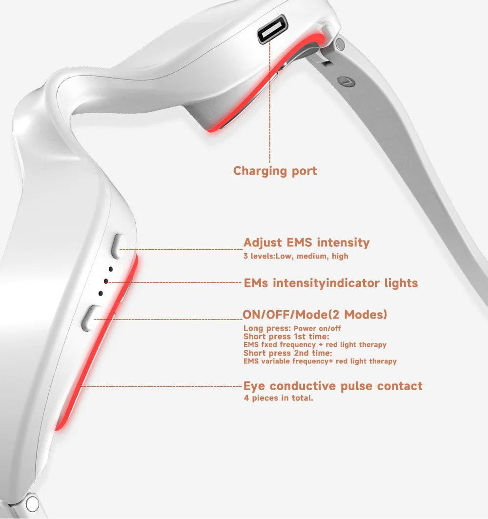 3D EMS Eye Massager Glasses – Red Light Eye Care Device Eye Massager Device Qst