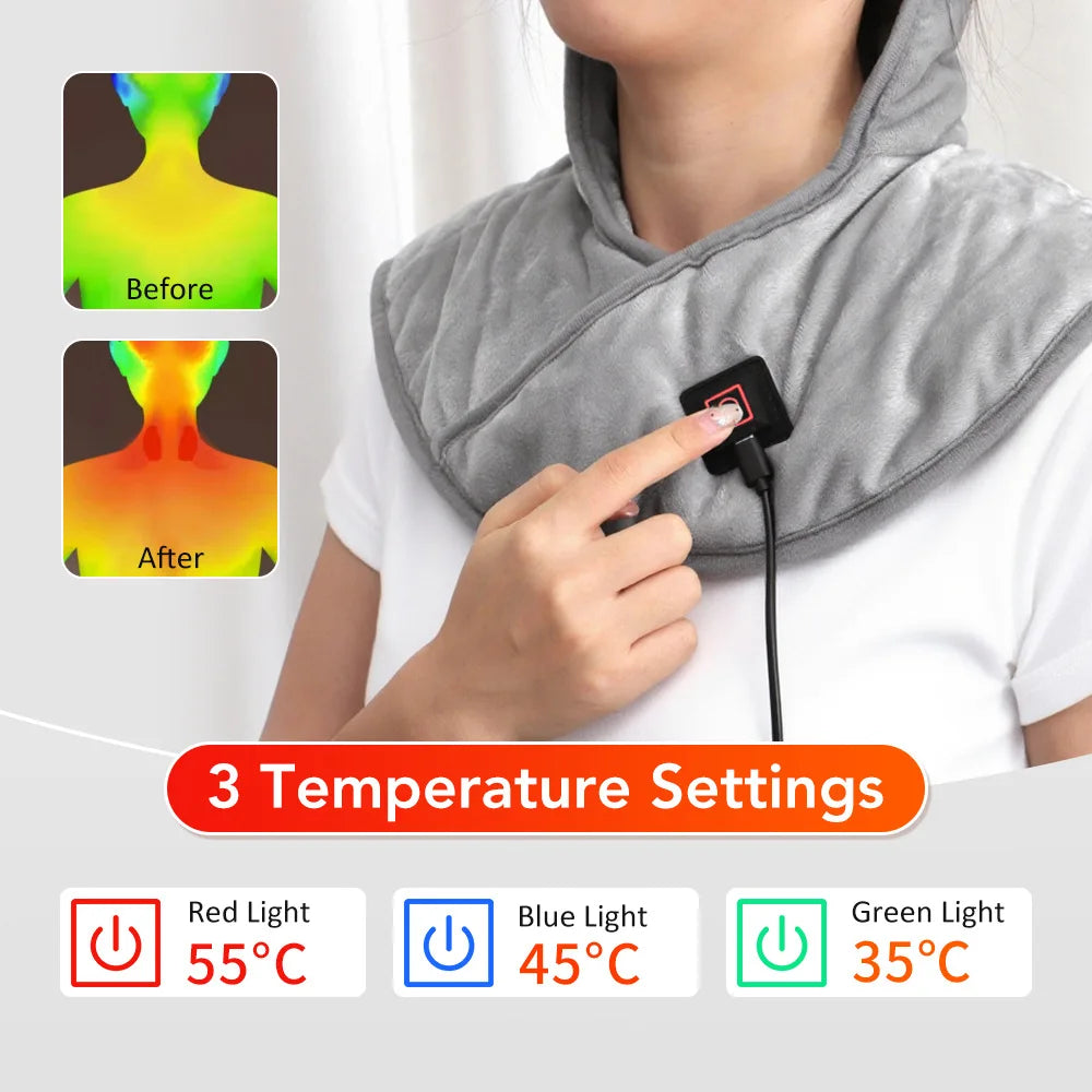 USB Electric Heated Shoulder & Neck Wrap – 3 Heat Settings Heated Shoulder Wrap Qst