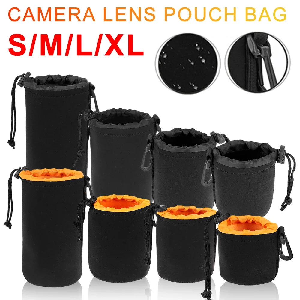 Water-Resistant Camera Lens Case Drawstring Pouch – 8 Colors Camera Lens Pouch Qme