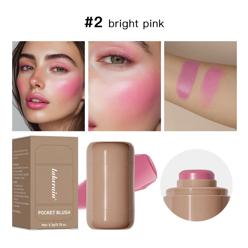 Lakerain Cream Blush Stick – Multi-Use Lip & Cheek Color Cream Blush Stick Qst bright pink