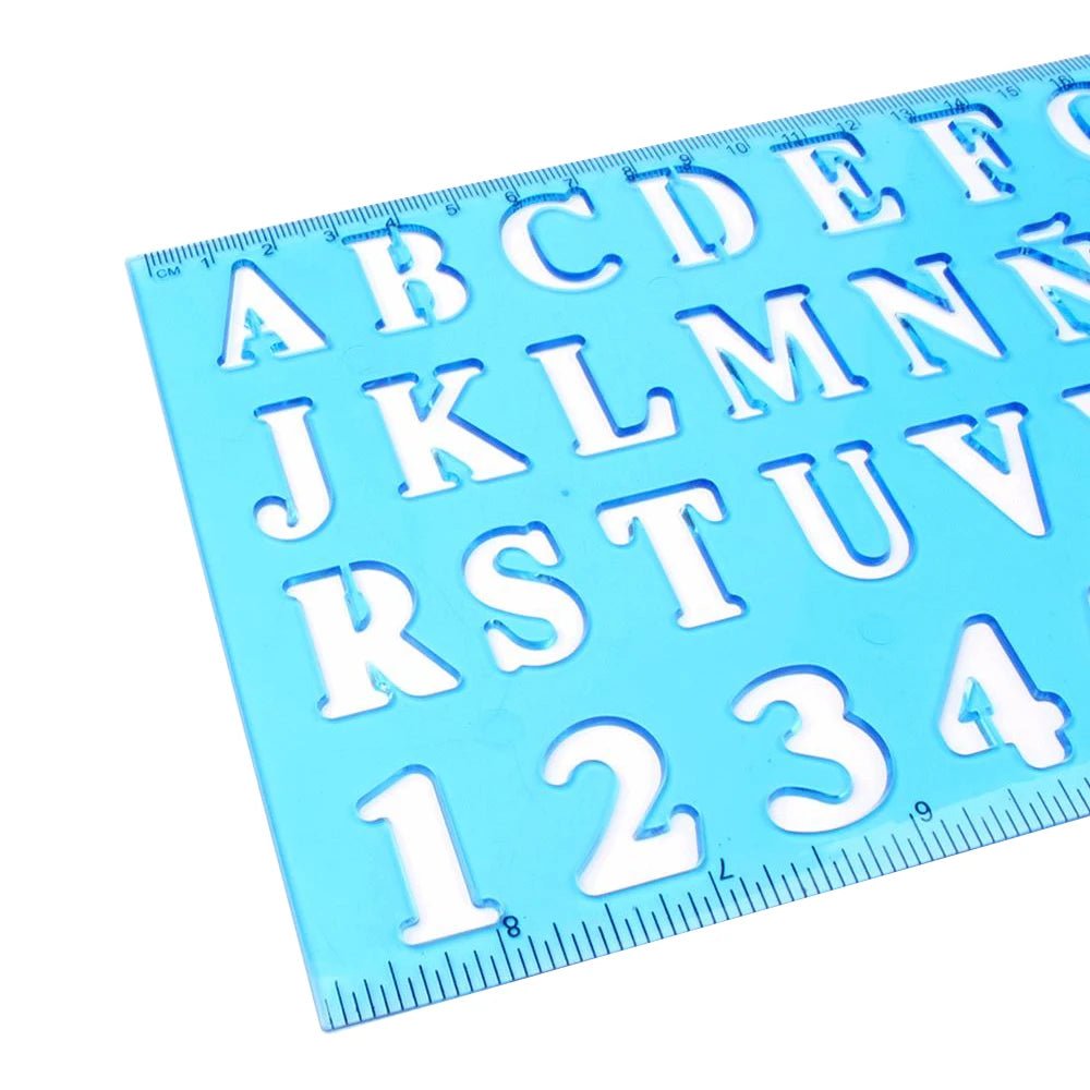 Plastic Alphabet & Number Stencil Ruler – Kids Learning Tool Stencil Ruler Qst