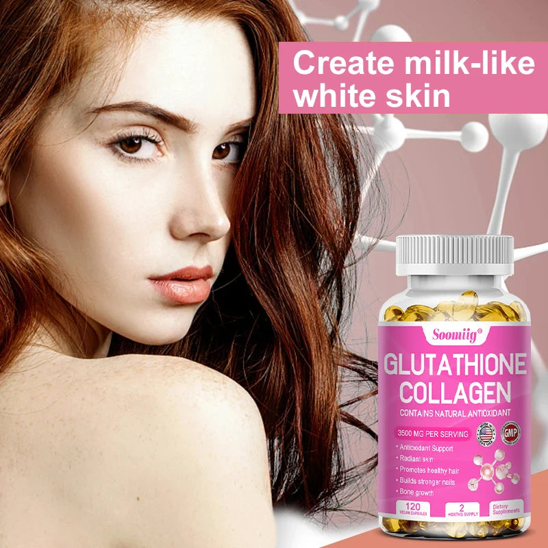 Glutathione Collagen Capsules – Skin Brightening, NON-GMO Skin Beauty Supplement Qst