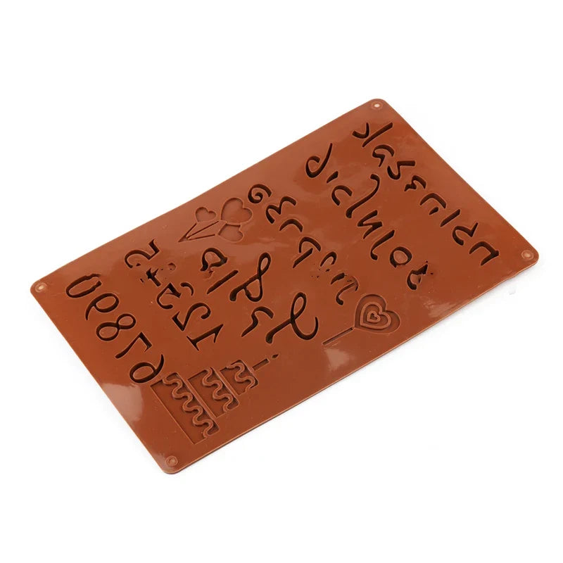3D Hebrew Letters & Arabic Numbers Silicone Chocolate Mold Silicone Baking Mold Qme