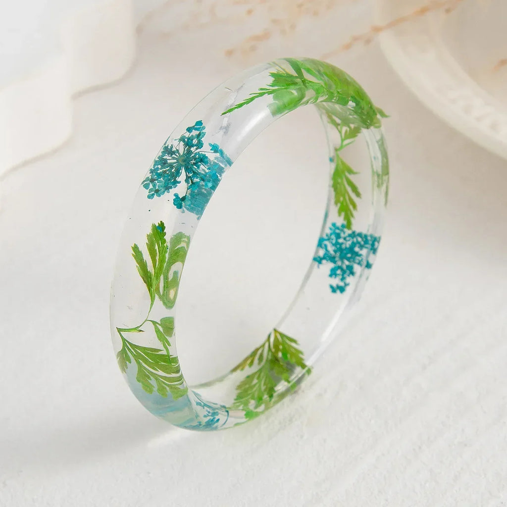 Floral Transparent Round Bangle Bracelet | Acrylic Daisy Bangle Bracelet Qme