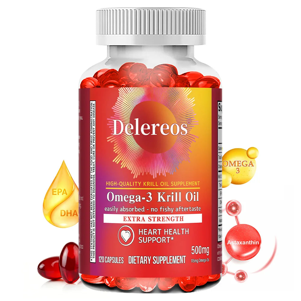 Antarctic Krill Oil 500mg – Omega-3 EPA DHA Astaxanthin, Non-GMO Krill Oil Supplement Qst