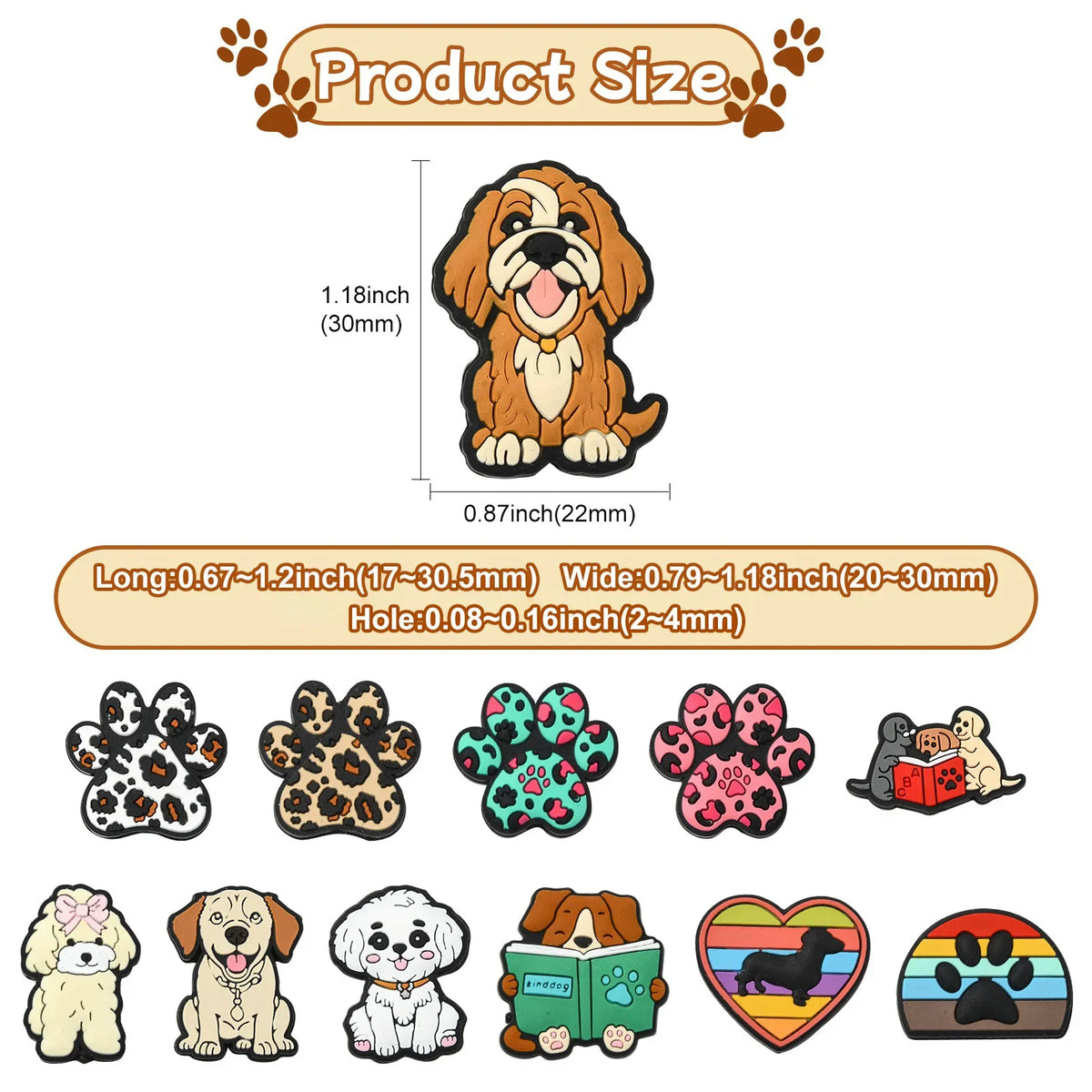 PandaHall Dog Silicone Focal Beads 12pcs – Puppy Paw Craft Beads Silicone Craft Beads Qme