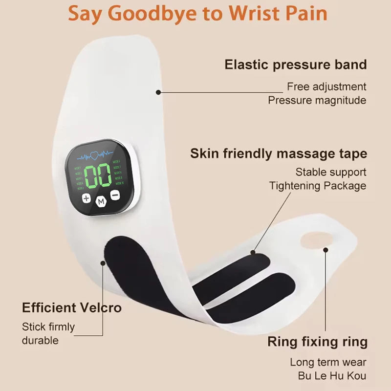 EMS Cordless Wrist Massager – 10 Modes, 29 Levels, Rechargeable Wrist Massager Qst