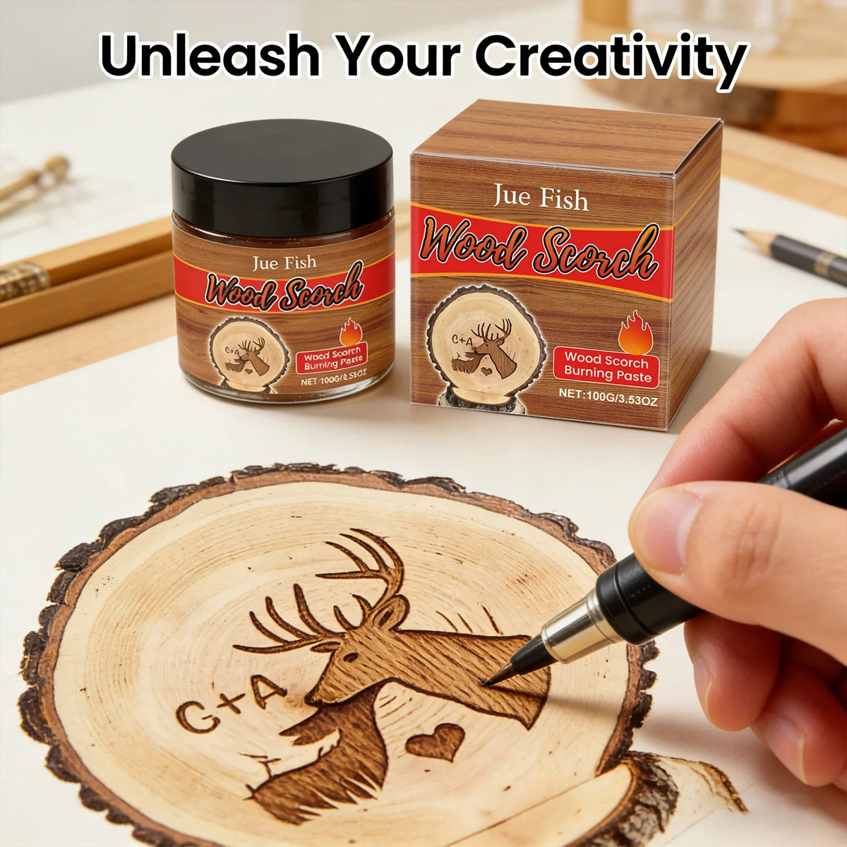 Wood Scorch Burning Paste – DIY Pyrography & Craft Art Pyrography Craft Paste Qme