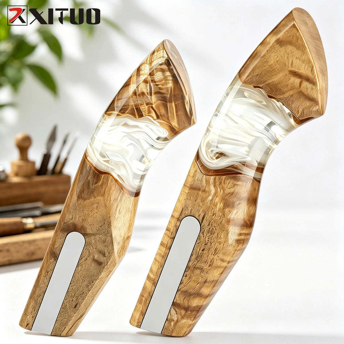 XITUO DIY Solid Wood & Resin Replacement Knife Handle Knife Handle Material Qst 2PCS Handle