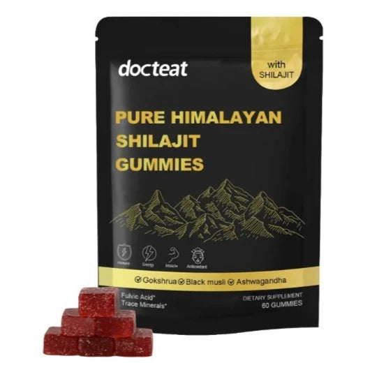 Docteat Himalayan Shilajit Gummies with Ashwagandha 60 CT Herbal Supplement Gummies Qst 60 Count(Pack of 1)