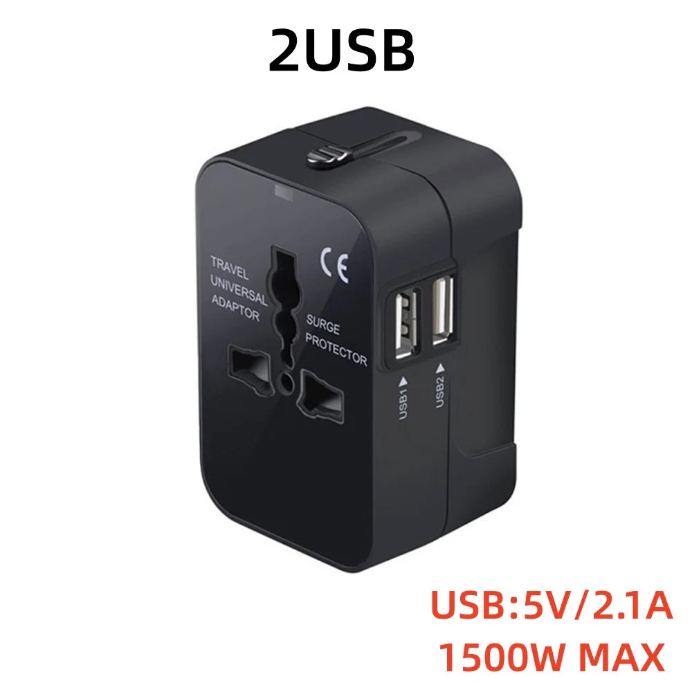 Universal Travel Adapter Dual USB-C & USB-A – UK EU US AU Universal Travel Adapter Qme 2USB