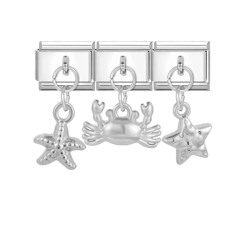 Zircon Stars & Bow Knot Italian Charm Links | 9mm DIY Jewelry Italian Charm Links Qme Style 3