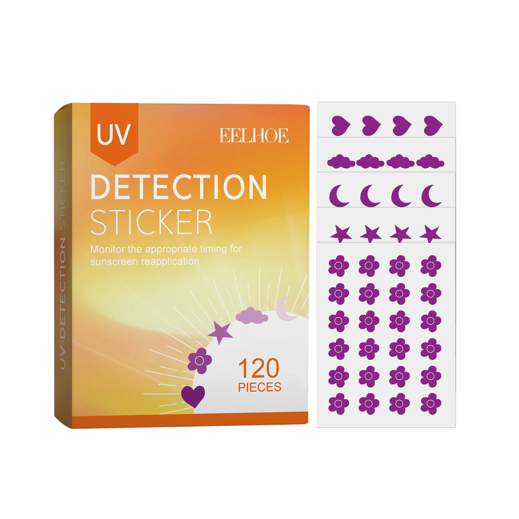 Eelhoe UV Detection Stickers – Sunscreen Reminder Patch 120 pcs UV Protection Sticker Qst 1boxed