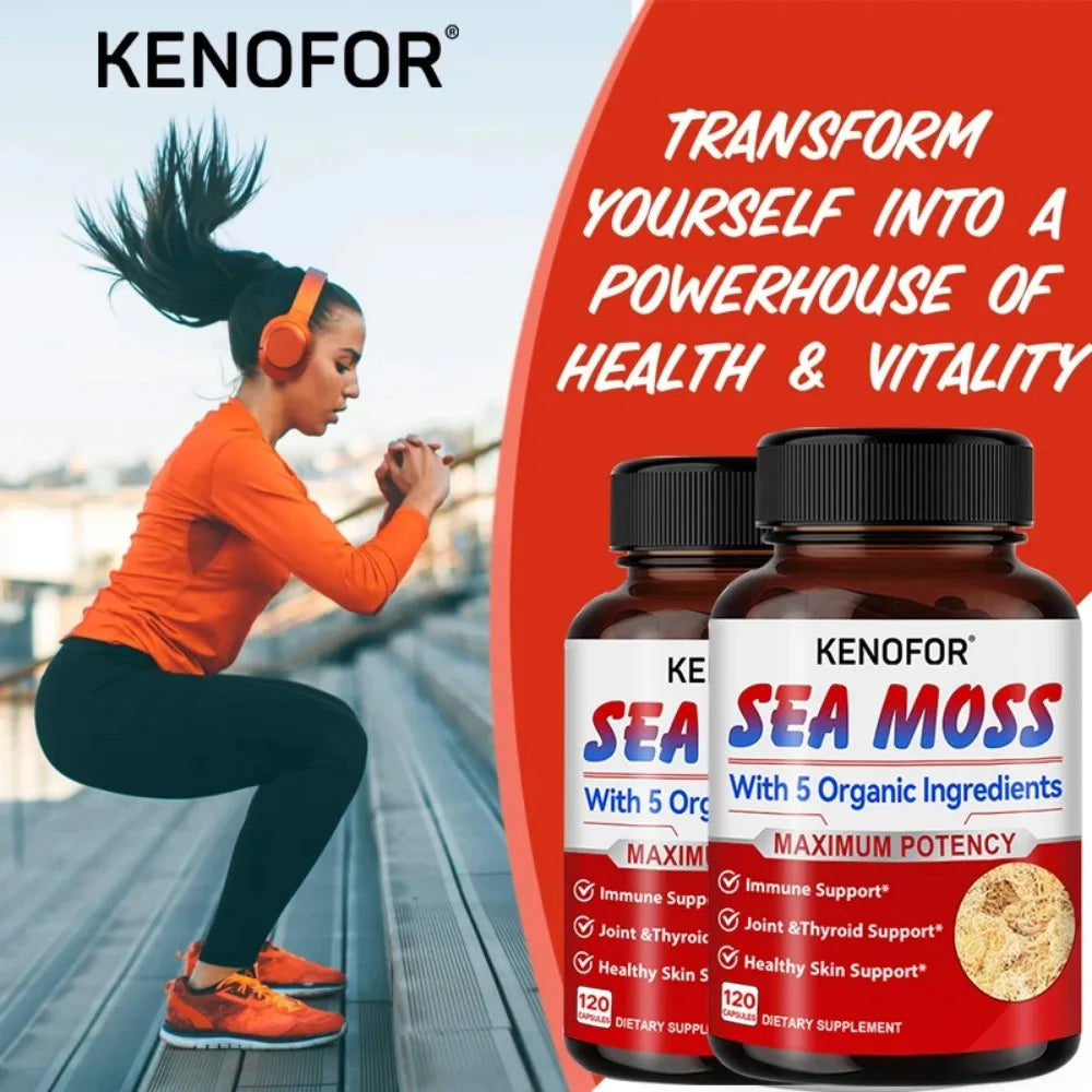 Organic Sea Moss Capsules – Skin, Gut & Immunity Support Sea Moss Supplement Qst