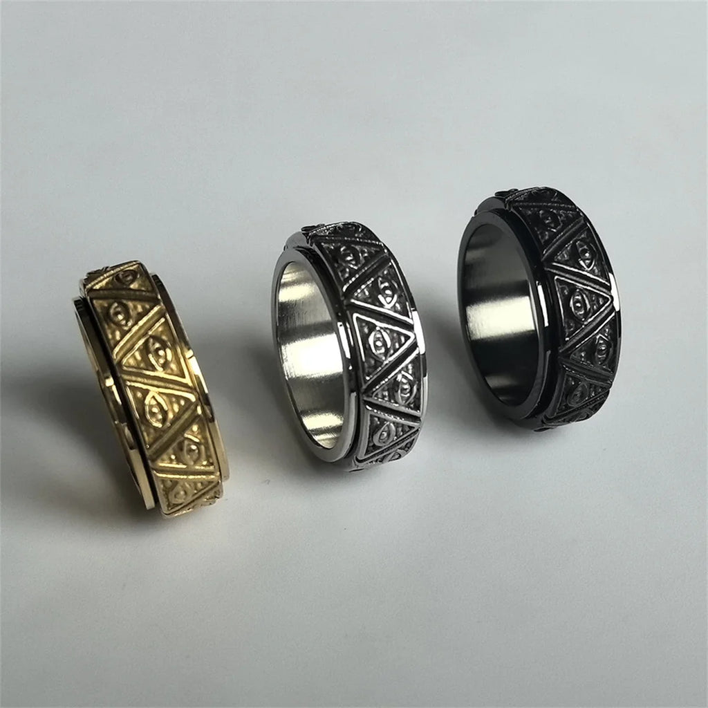Vintage Punk Evil Eye Titanium Steel Ring – Men & Women Fashion Ring Qme