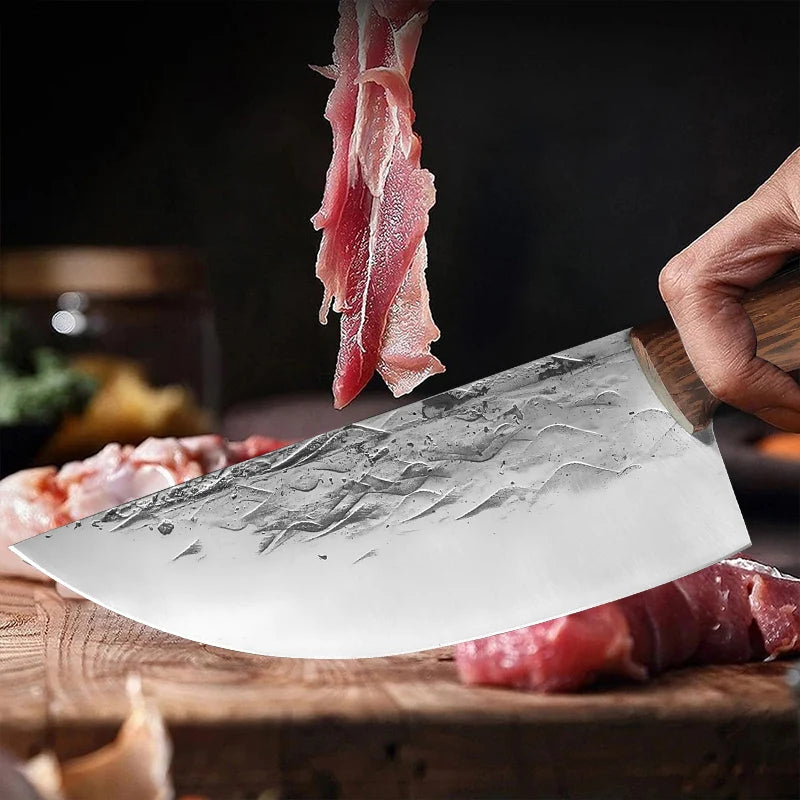 Forged Stainless Steel Cleaver Knife – Wood Handle Chopper Kitchen Cleaver Knife Qst