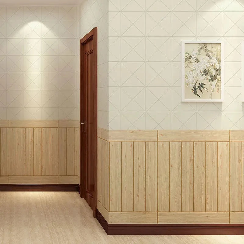 3D Wood Grain Foam Wall Sticker Self-Adhesive 35×35cm Foam Wall Tile Qme