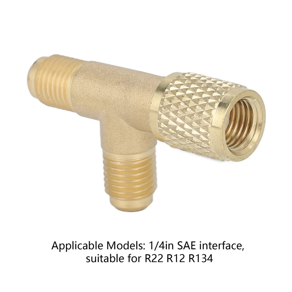 SAE Brass Tee Adapter Valve Core Quick Coupler Heavy Duty HVAC Tee Adapter Qme