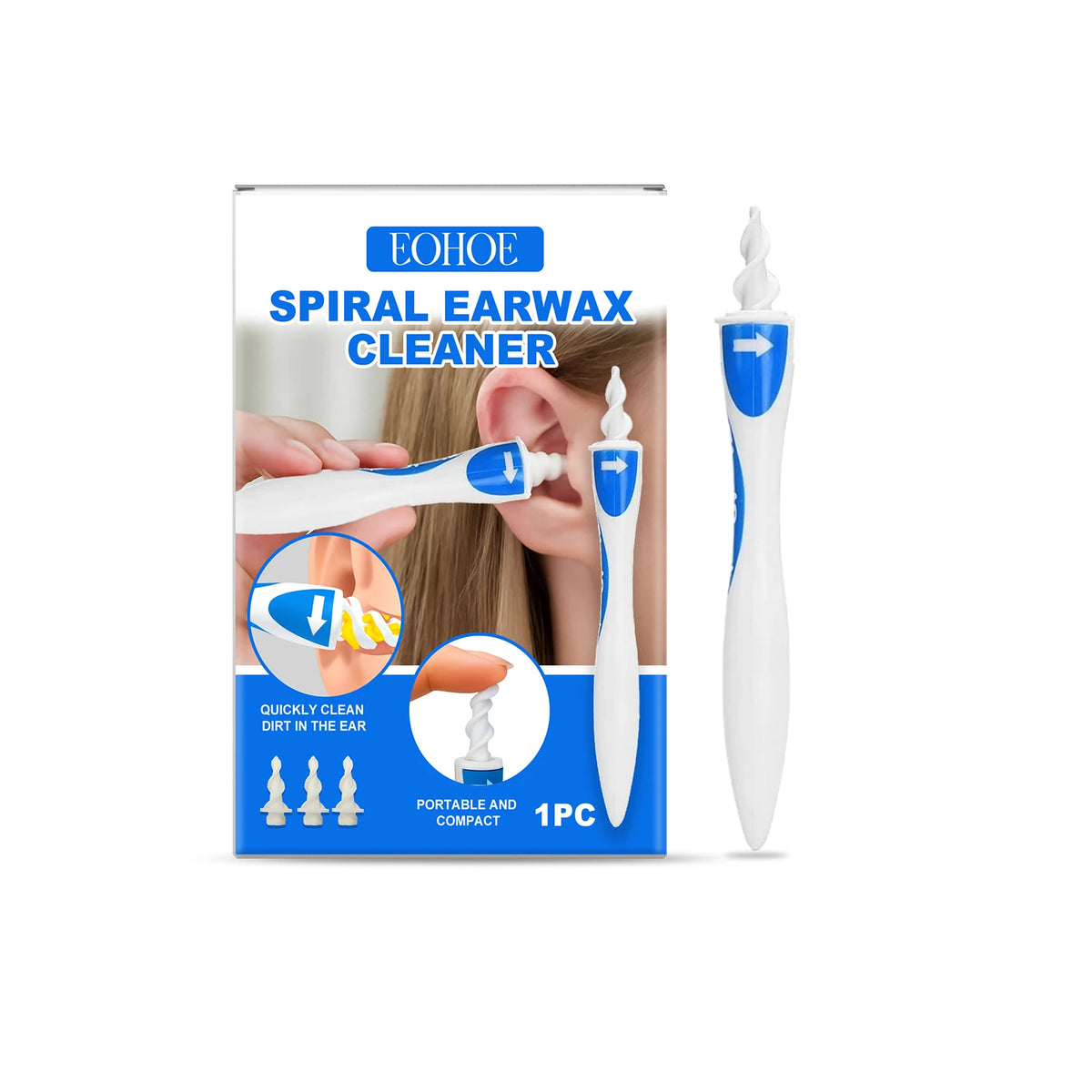 Soft Silicone Spiral Ear Cleaner – Portable Family Ear Tool Ear Care Tool Qst 1pcs boxed