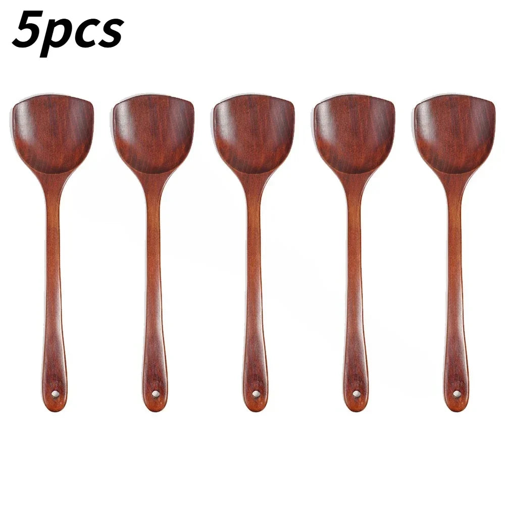Wooden Spatula Set – 1, 3 & 5 Piece Long Handle Kitchen Tool Wooden Spatula Set Qme Wooden spatula 5pcs