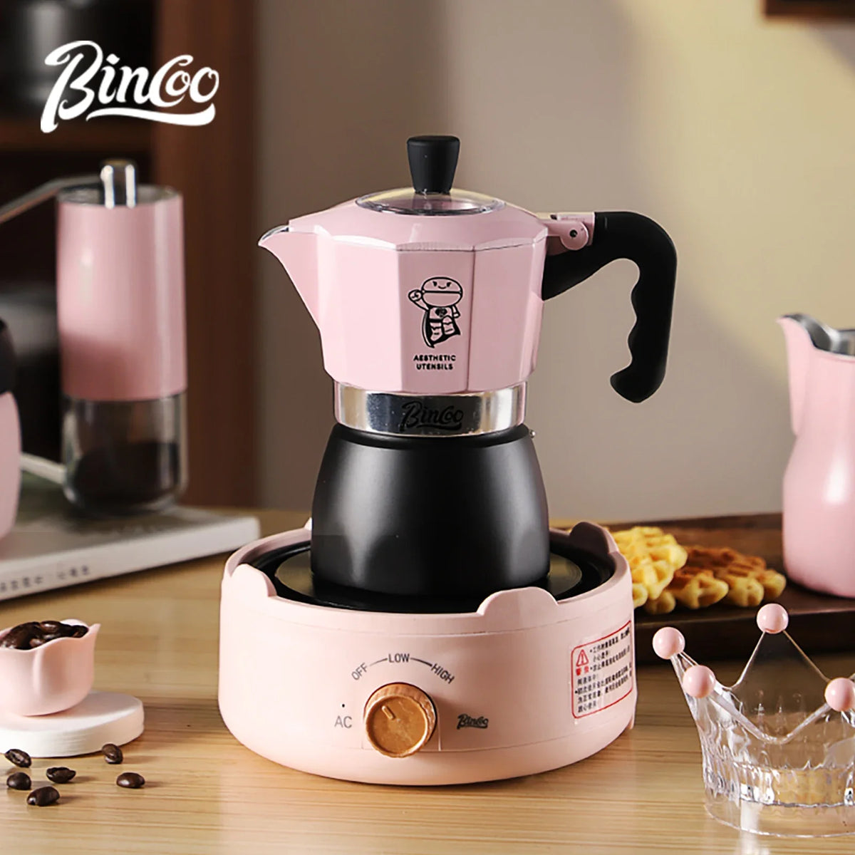 Bincoo Double Valve Moka Pot Espresso Maker 220V – Barista Stovetop Espresso Maker Qst