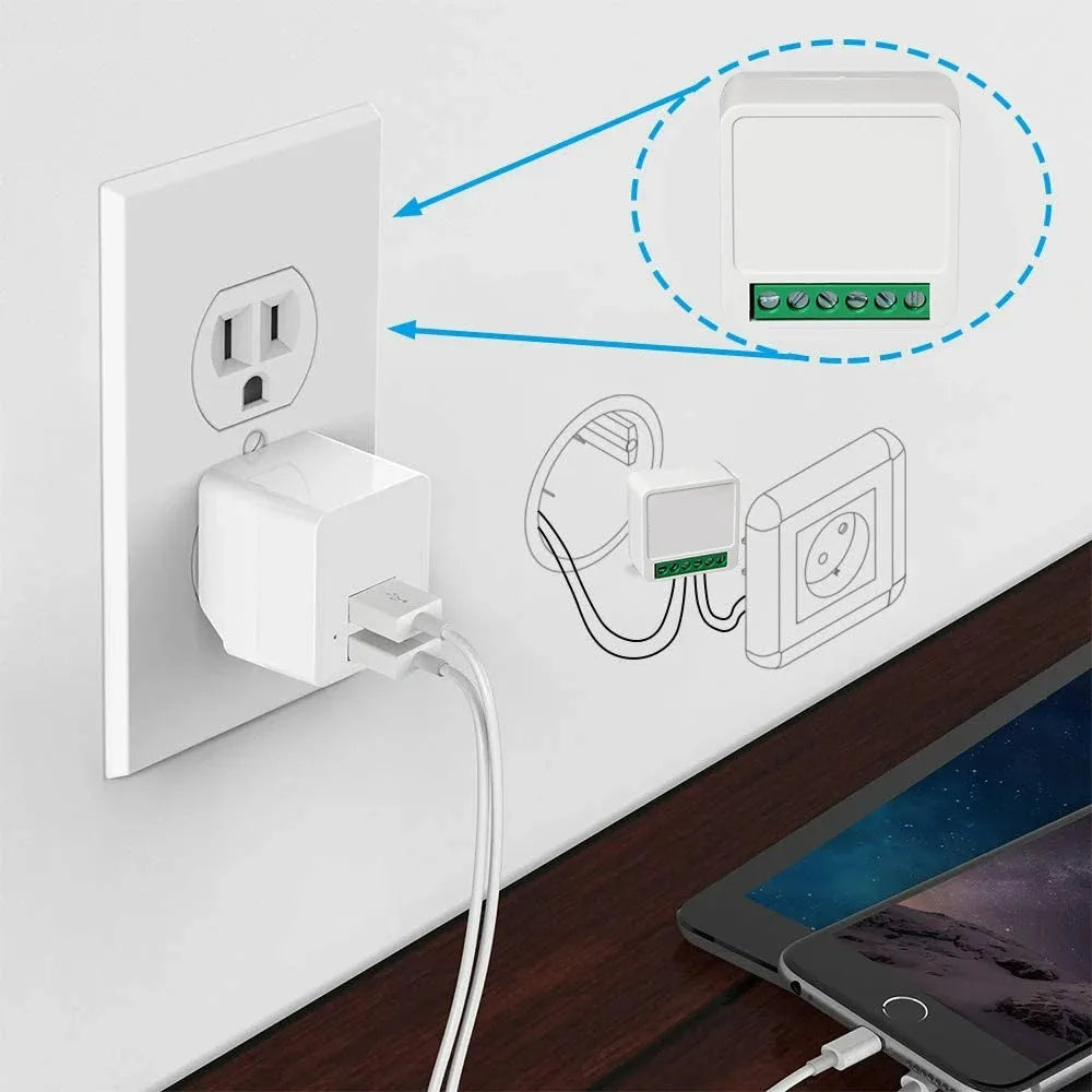 Tuya WiFi Smart Switch 2-Way 16A/20A Wireless Mini Breaker WiFi Smart Switch Qme